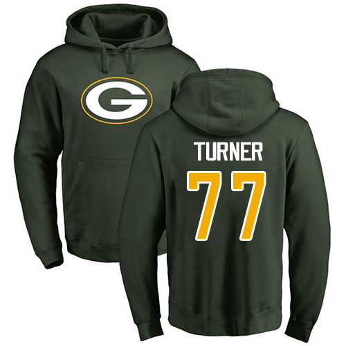 Men Green Bay Packers Green #77 Turner Billy Name And Number Logo Nike NFL Pullover Hoodie Sweatshirts